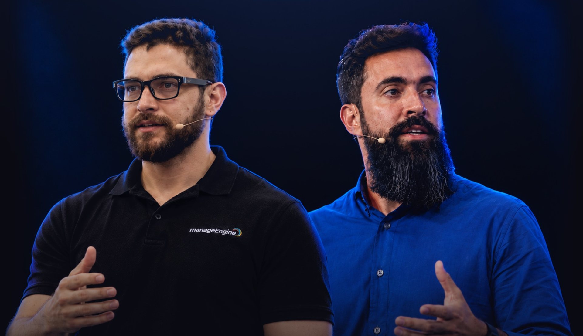 Lucas Jacobina, à esquerda, e Lierte Bourguignon, à direita, no palco